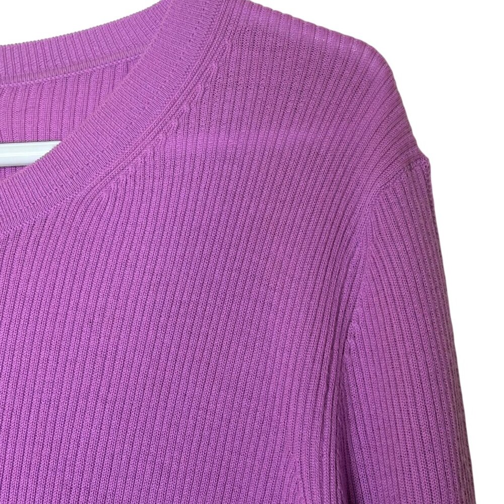 Banana Republic Purple Merino Wool Cardigan L • Ribbed Knit Button Front Sweater - Picture 4 of 7